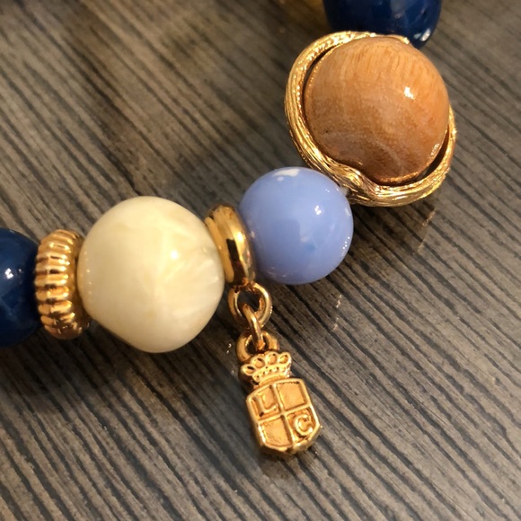 Vintage Liz Claiborne Stretch Bead Bracelet Wood - Picture 2 of 12